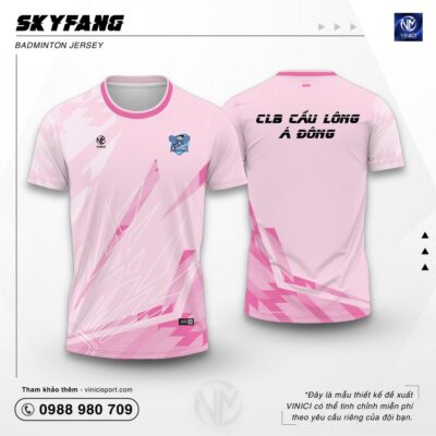 Áo cầu lông thiết kế vinici skyfang hồng pastel trẻ trung