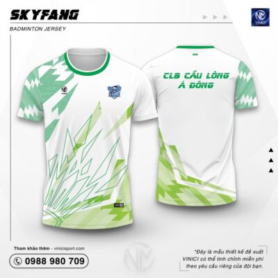 Áo cầu lông Skyfang trắng xanh lá tươi mát