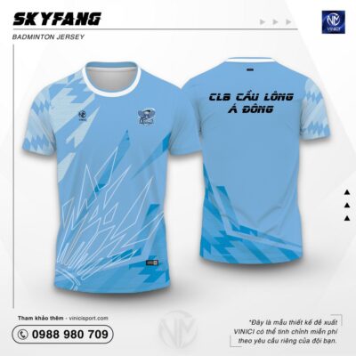 Áo cầu lông thiết kế VINICI Skyfang xanh da trời