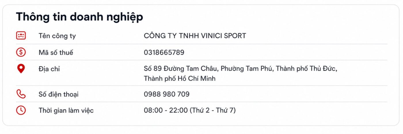 Thông tin Công ty Vinici Sport