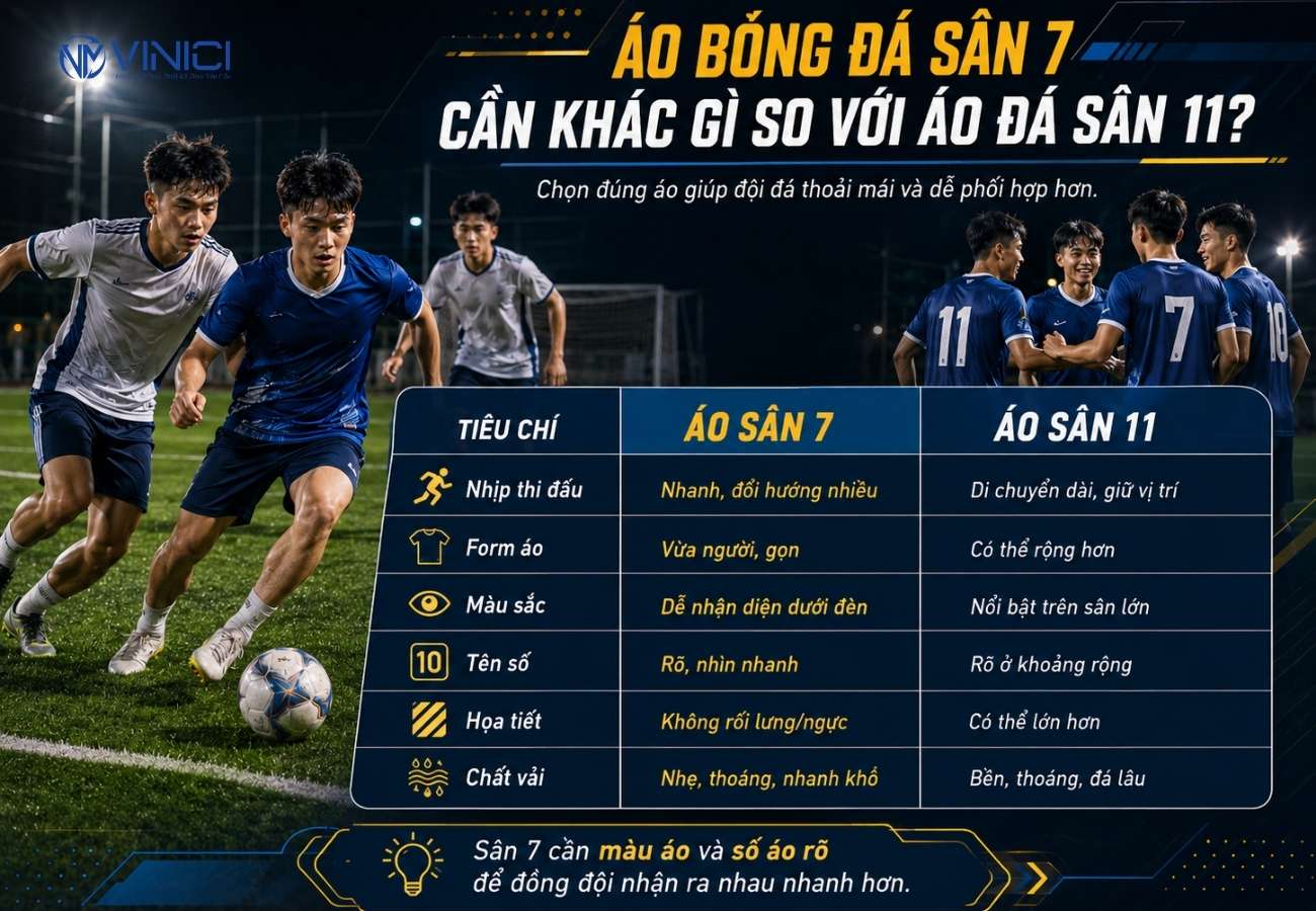 Áo bóng đá sân 7 cần khác gì so với áo đá sân 11