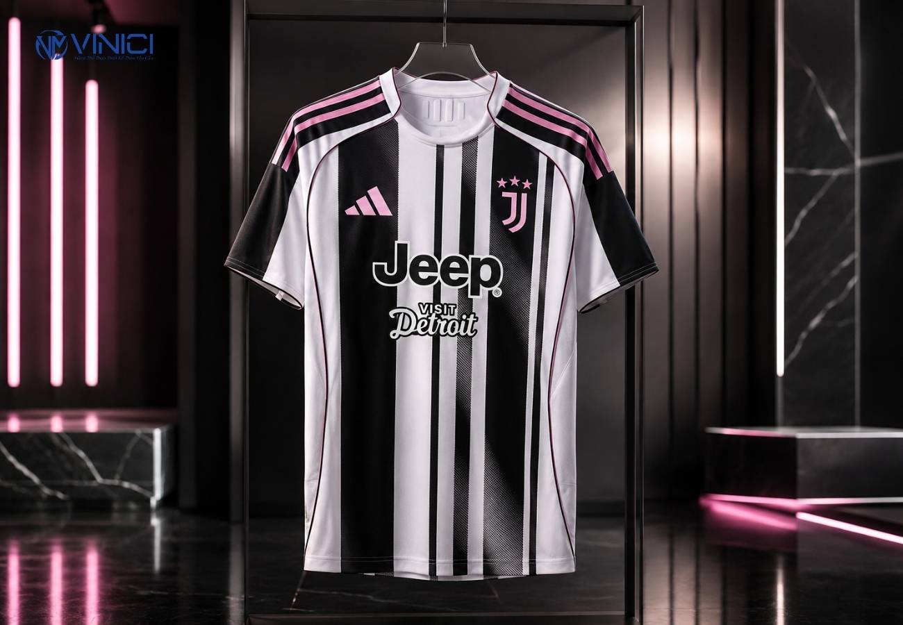 Áo sân nhà Juventus 2025_26 – sọc đen trắng được làm mới