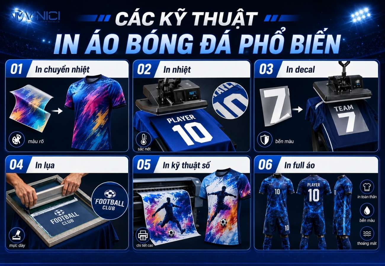 Các kỹ thuật in áo bóng đá phổ biến