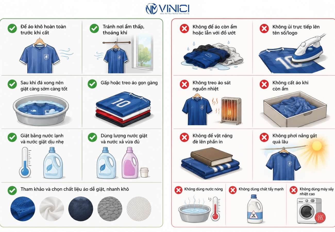 Cách bảo quản áo bóng đá sau khi giặt