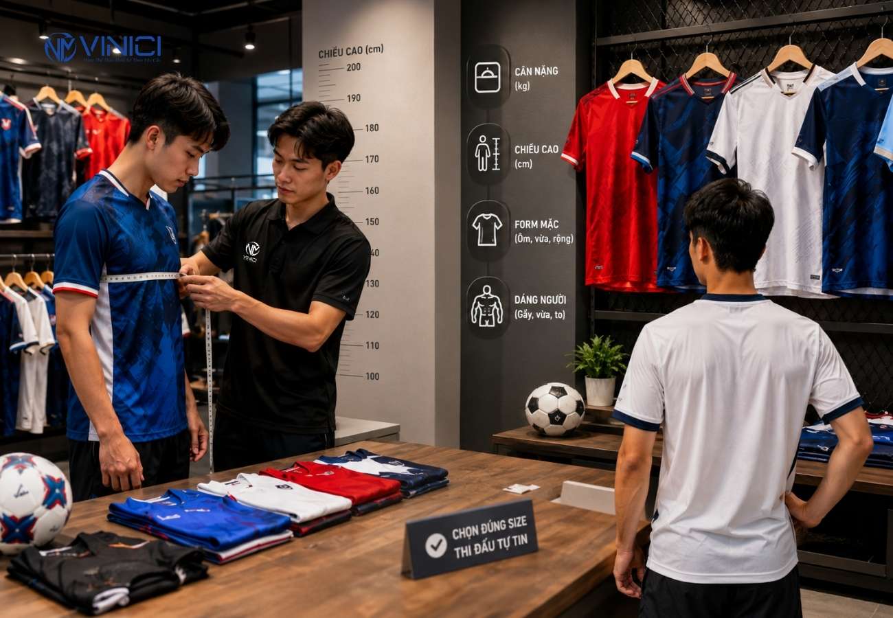 Cách chọn size áo bóng đá theo cân nặng và chiều cao