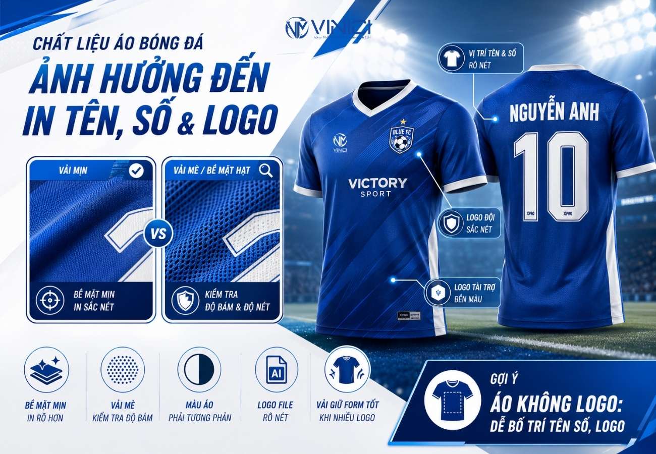 Chất liệu áo bóng đá ảnh hưởng gì đến in tên số logo