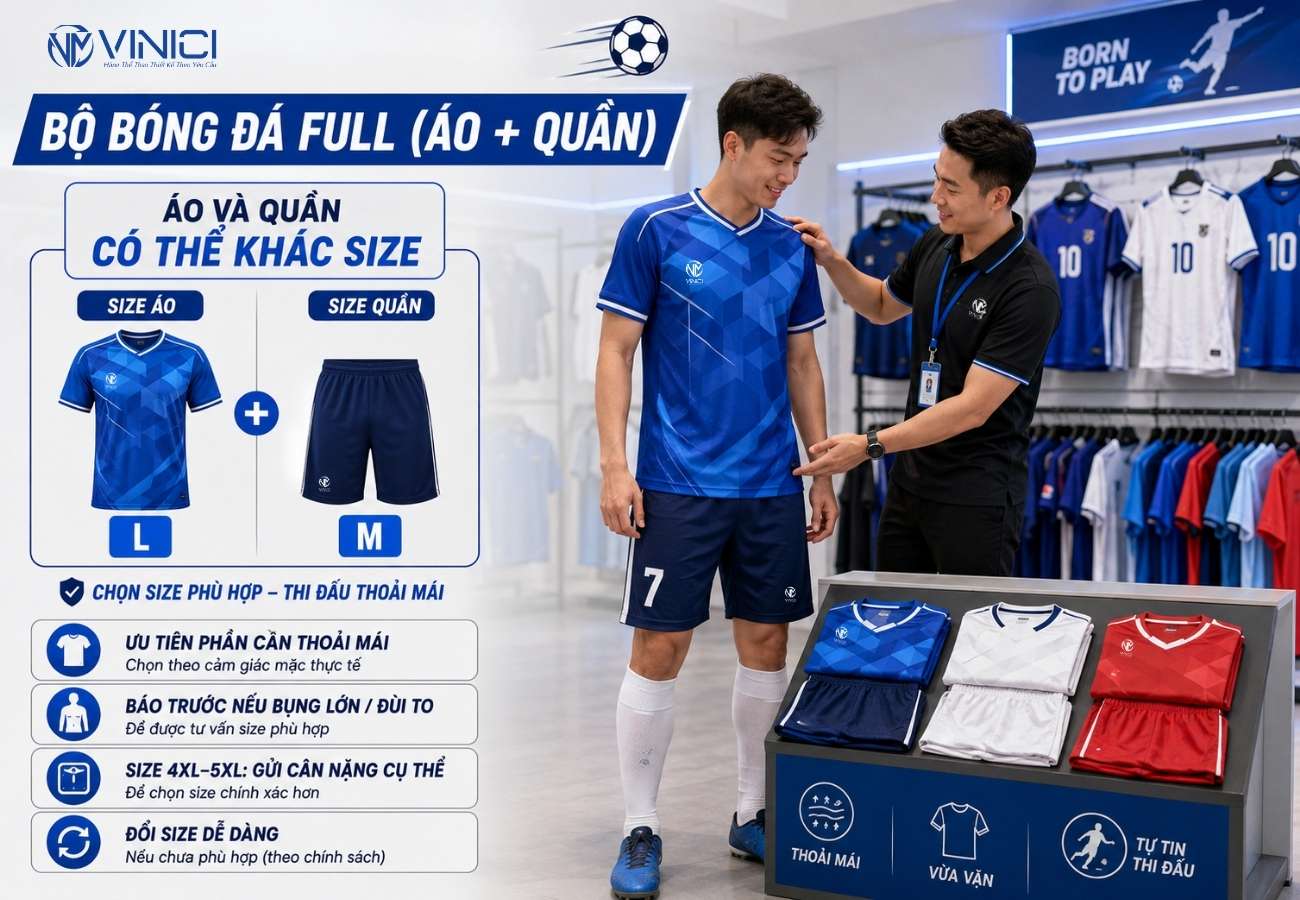 Chọn size đồ đá banh nguyên bộ cần lưu ý gì