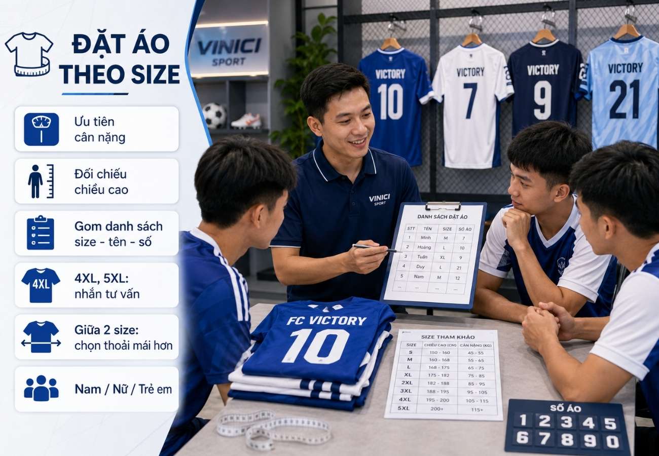 Đặt áo bóng đá theo size tại Vinici Sport