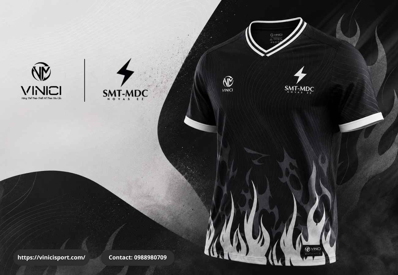 Áo bóng đá VINICI SMT-MDC Đồng Nai – Mẫu Eternal Flame đen