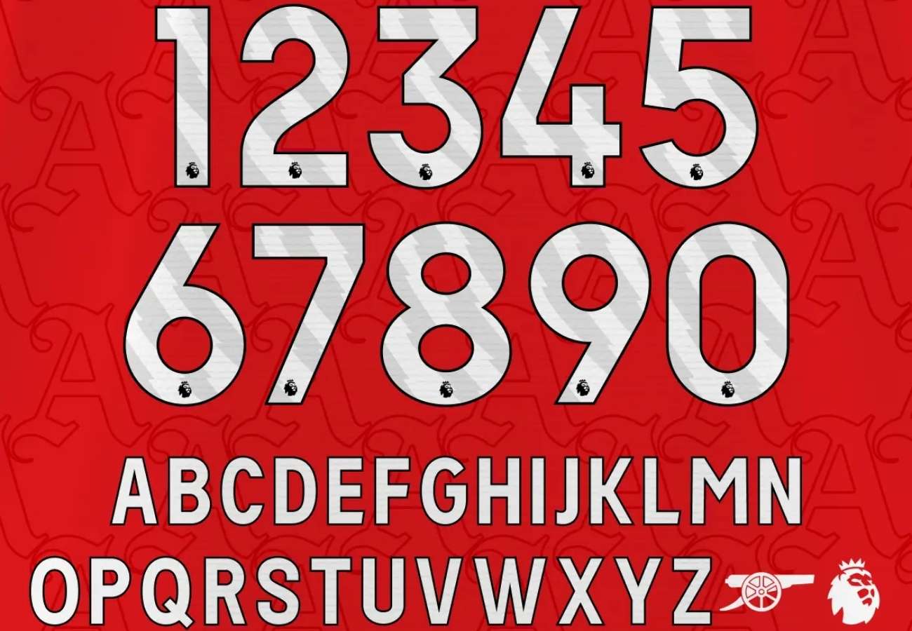 Font Arsenal thường hợp với áo đỏ trắng, đỏ đen
