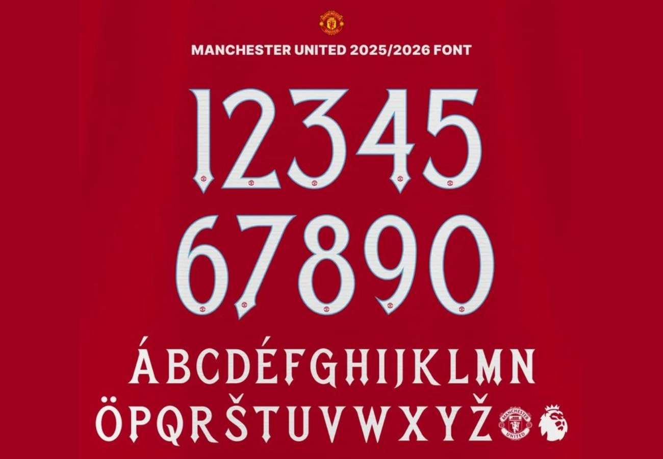 Font Manchester United có dáng mạnh, rõ và khá truyền thống