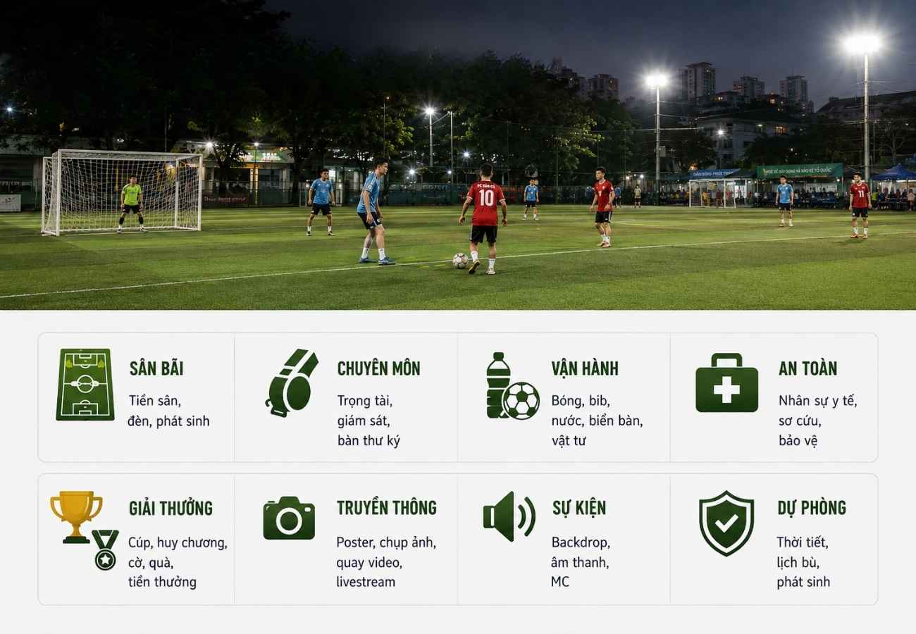 Lập ngân sách, chọn sân và thời gian