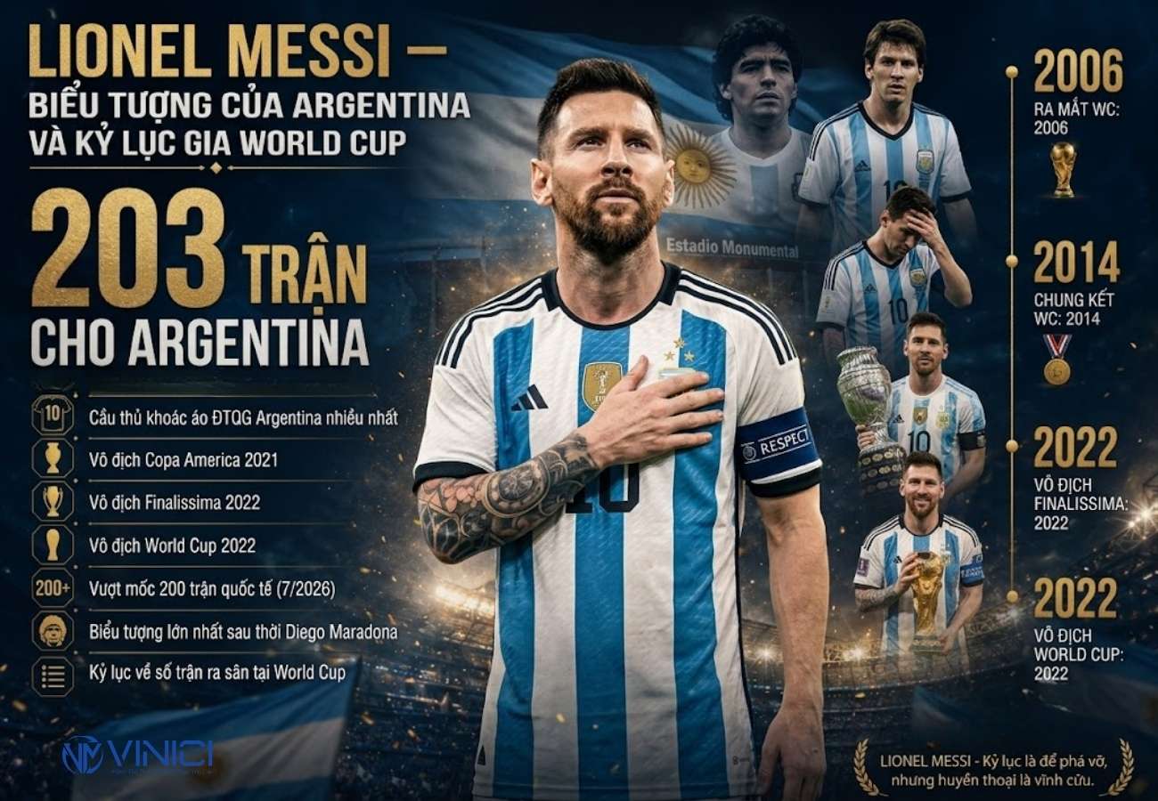 Lionel Messi – biểu tượng của Argentina và kỷ lục gia World Cup