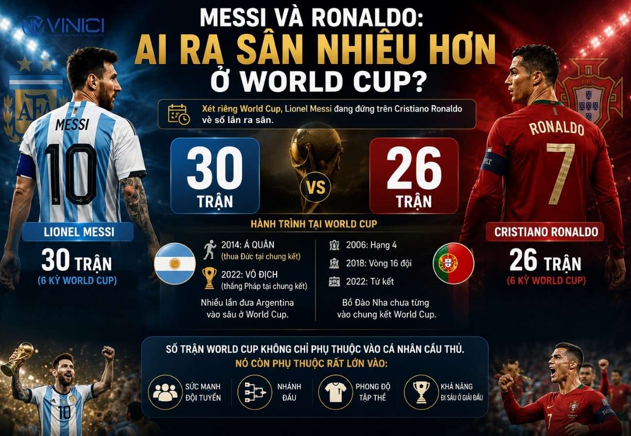 Messi và Ronaldo_ ai ra sân nhiều hơn ở World Cup