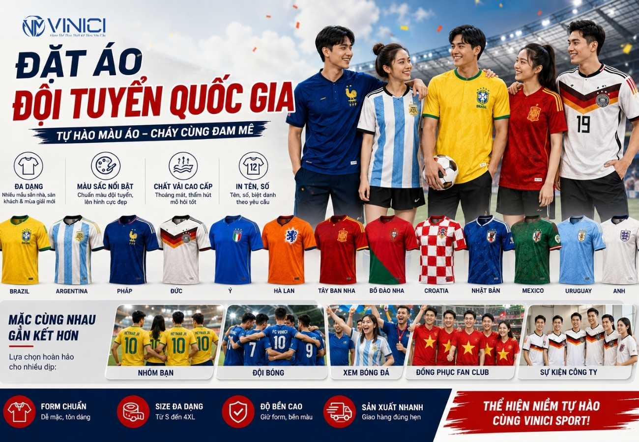 Đặt áo đội tuyển quốc gia tại Vinici Sport