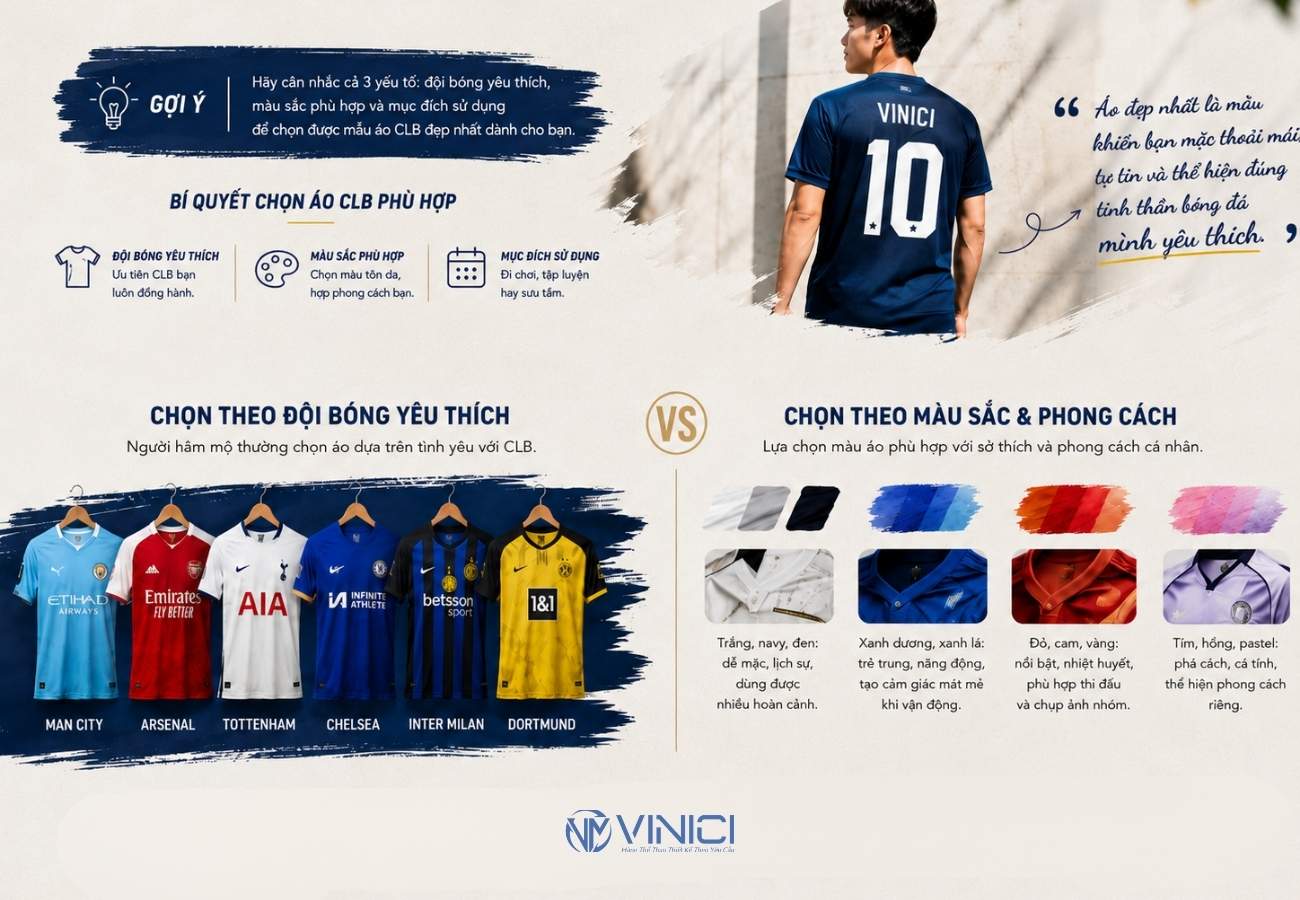 Nên chọn áo câu lạc bộ theo màu sắc hay đội yêu thích