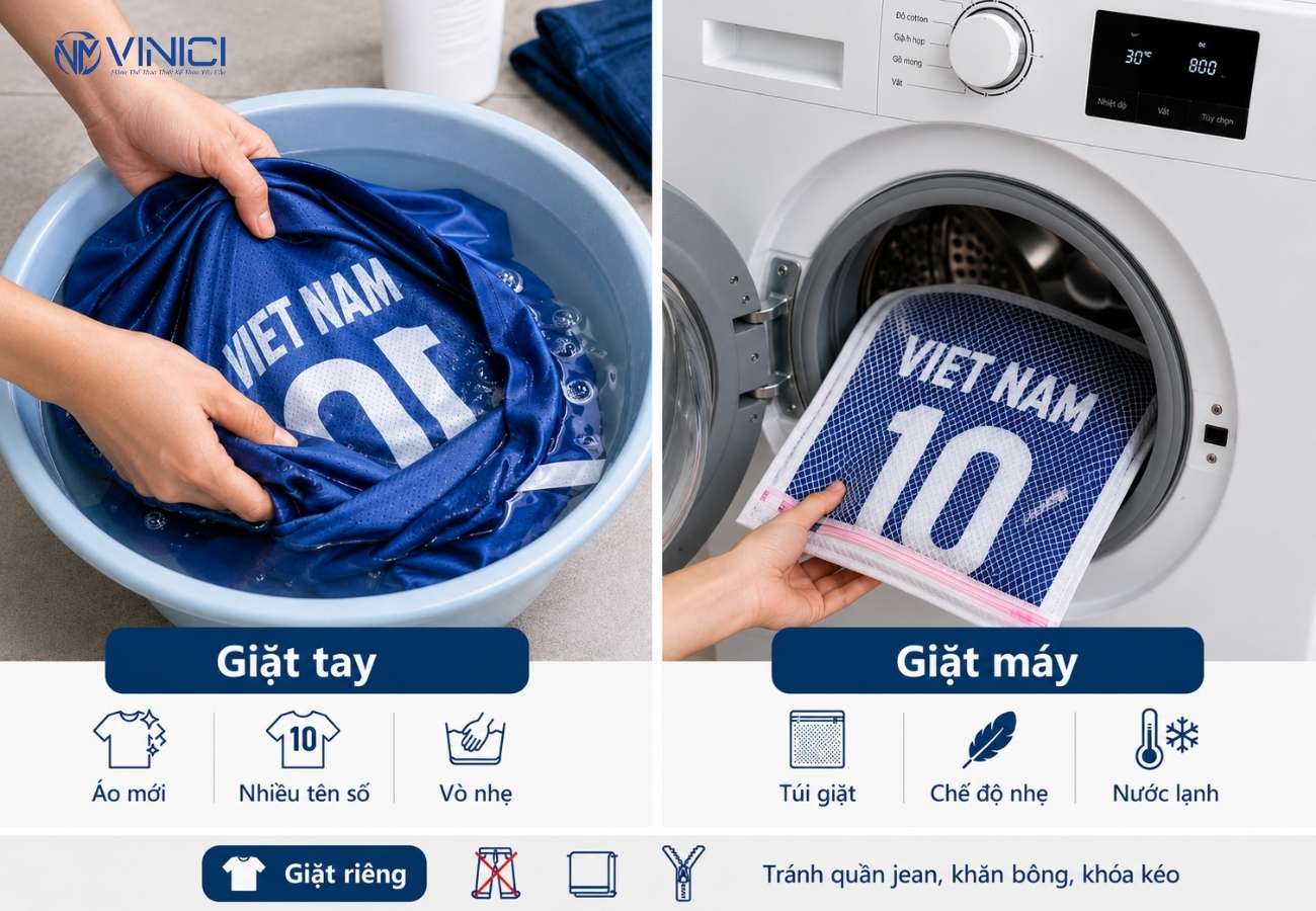 Có nên giặt áo bóng đá bằng máy giặt không?
