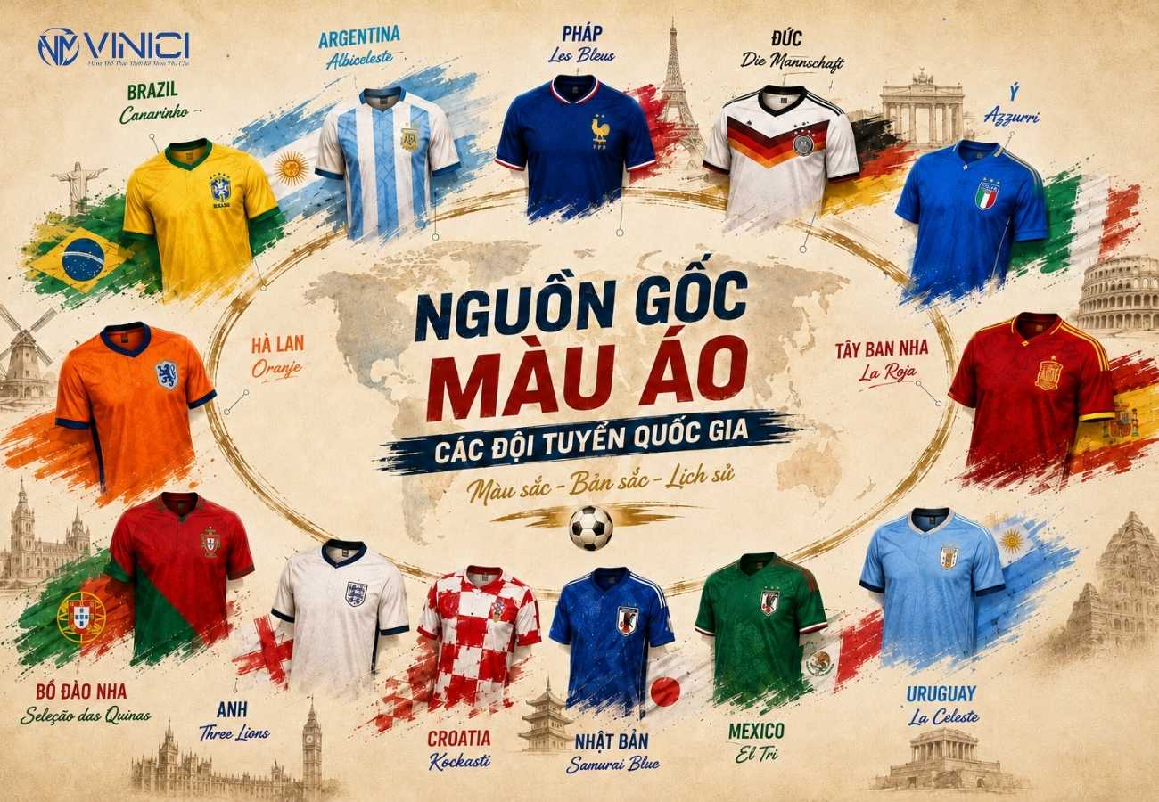 Nguồn gốc màu áo các đội tuyển quốc gia nổi tiếng