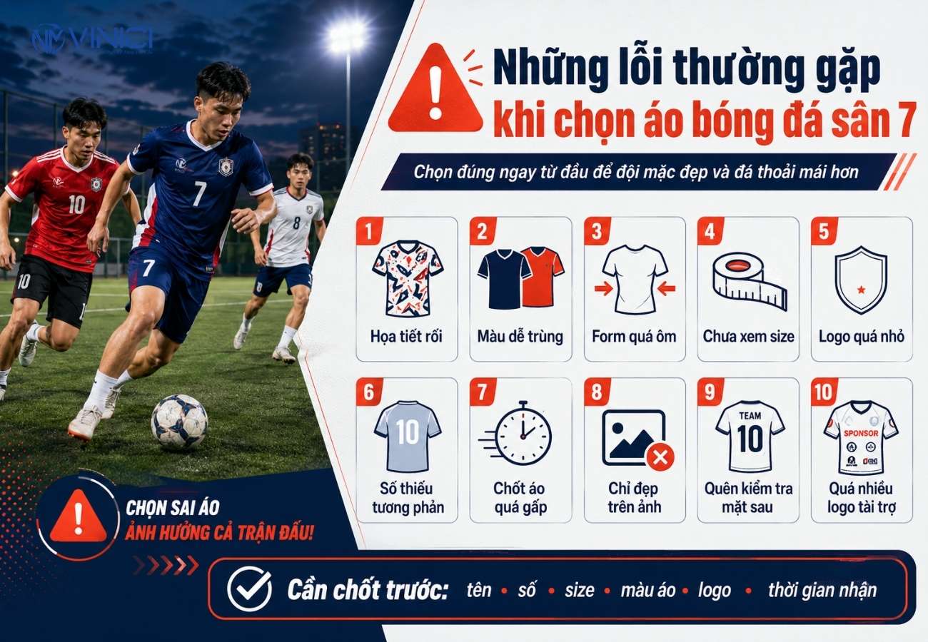 Những lỗi thường gặp khi chọn áo bóng đá sân 7