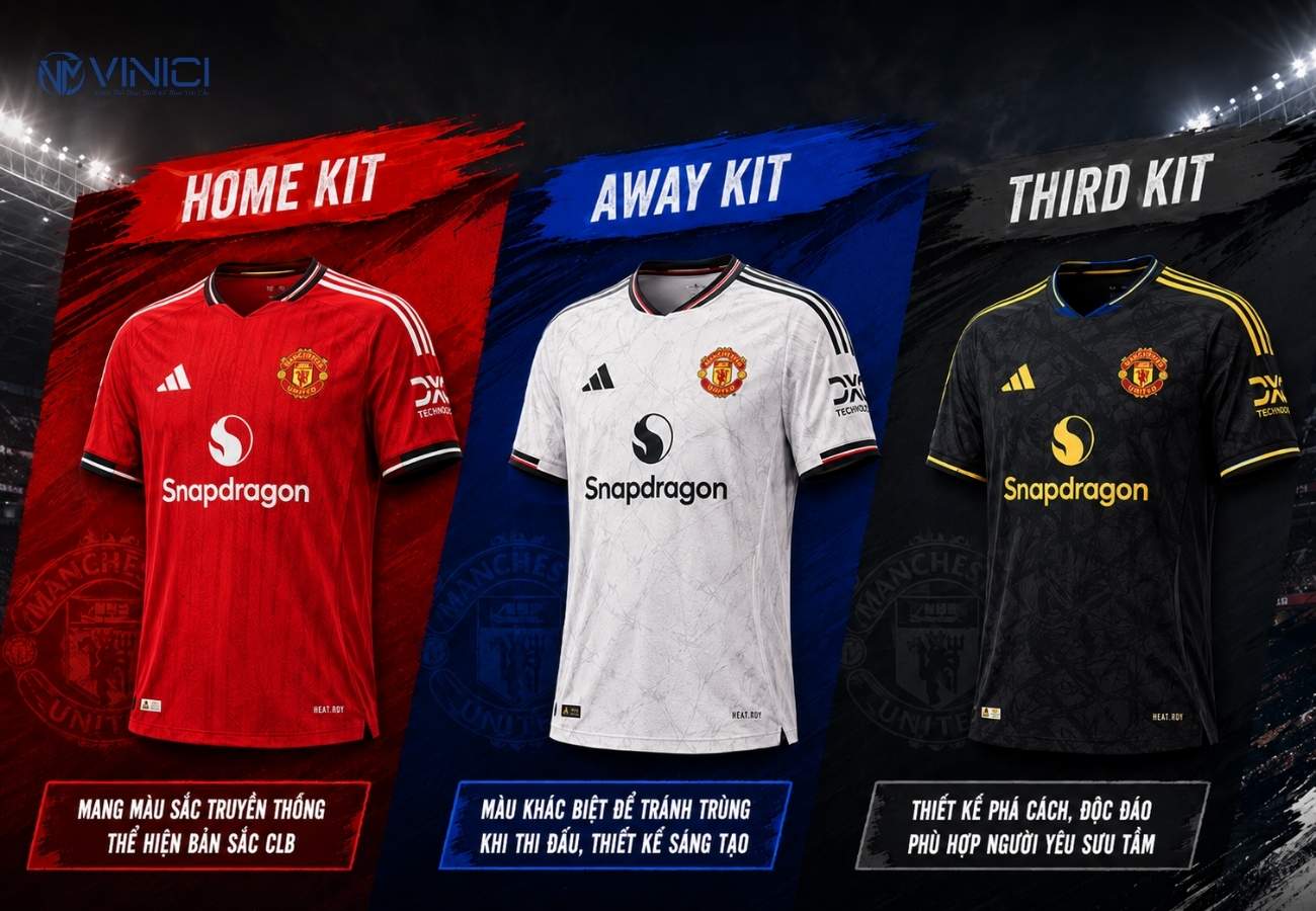 So sánh màu áo sân nhà, sân khách và third kit