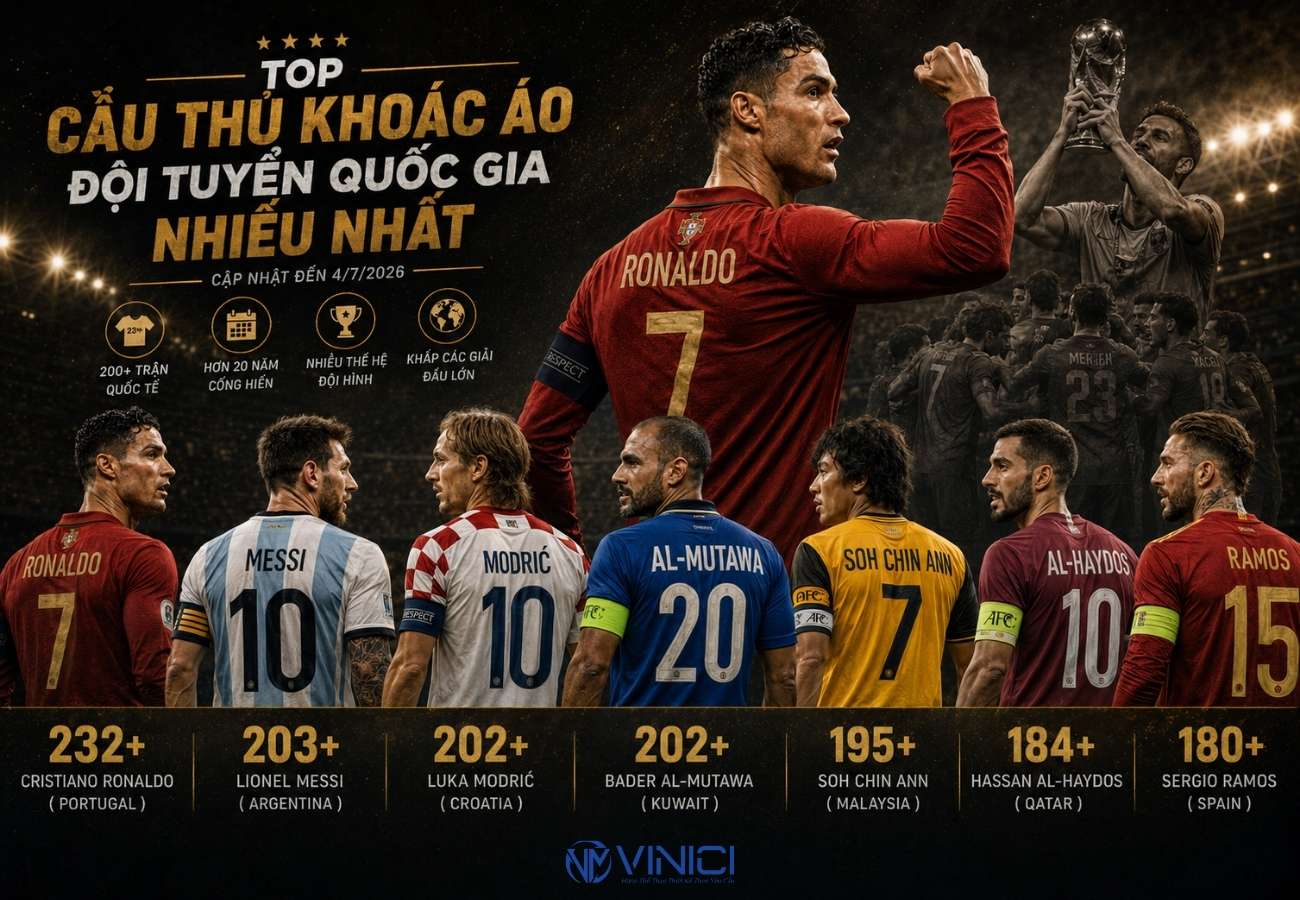 Top cầu thủ khoác áo đội tuyển quốc gia nhiều nhất