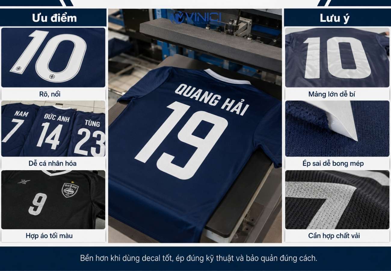 Ưu nhược điểm của in decal áo bóng đá