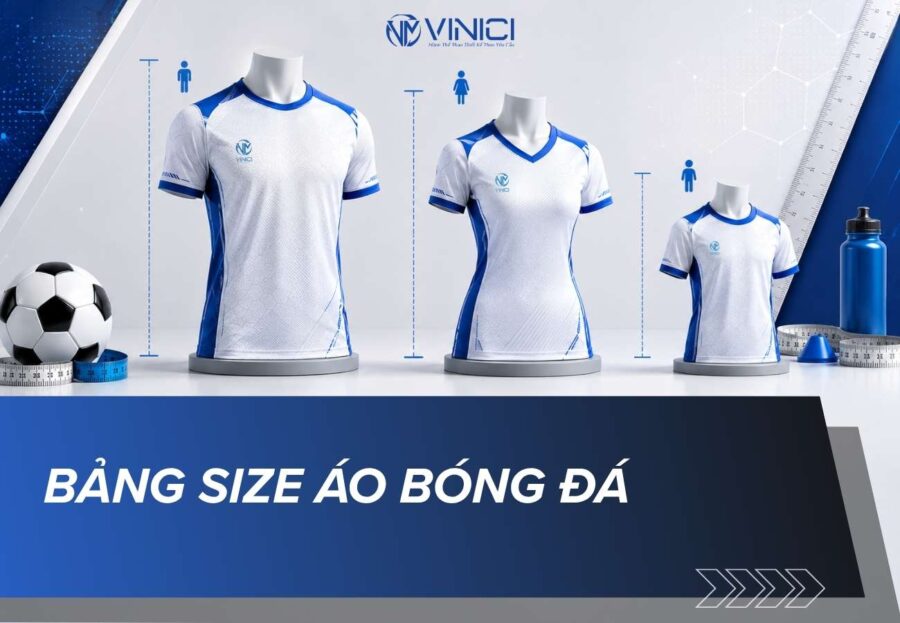 Bảng size áo bóng đá Vinici chuẩn cho nam, nữ và trẻ em