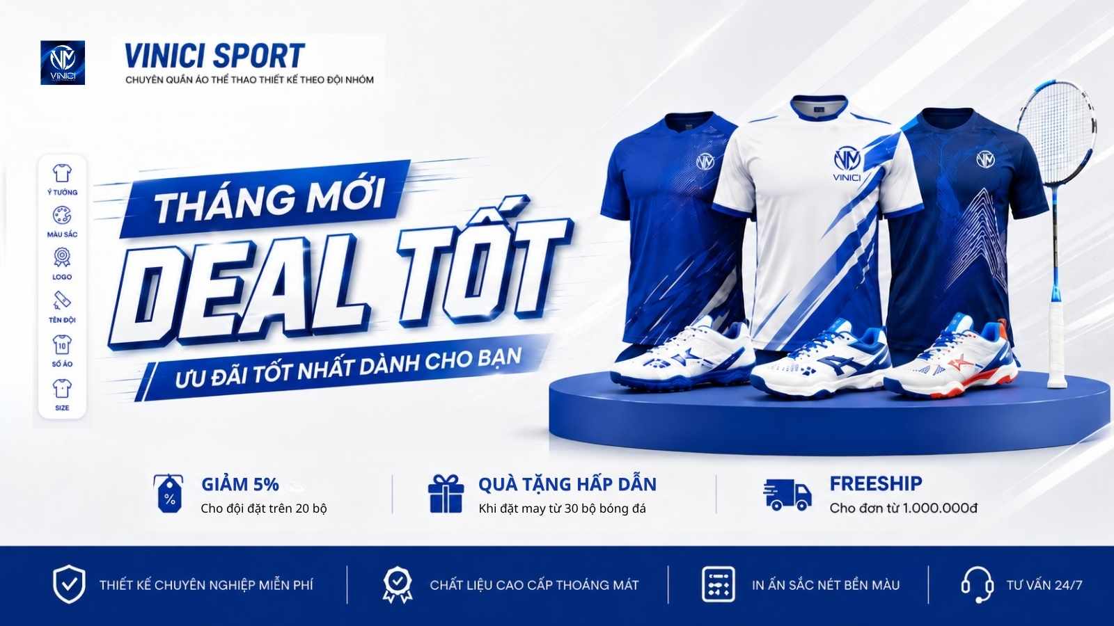 Ưu đãi đặt may áo thể thao thiết kế