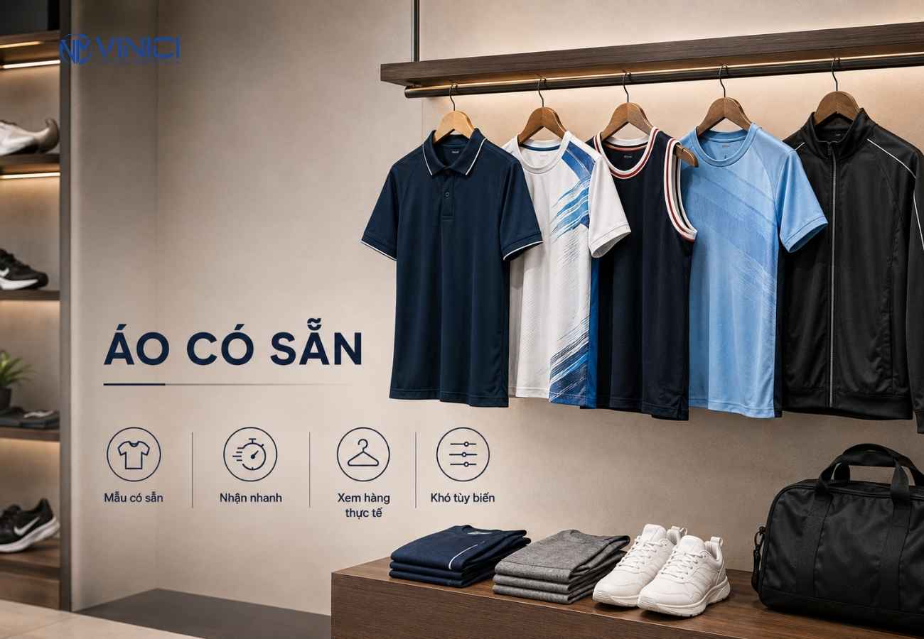 Áo có sẵn_ nhanh, dễ lựa chọn nhưng phụ thuộc vào mẫu đang có