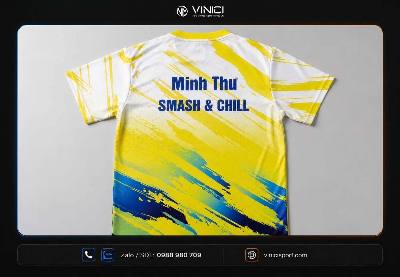 Chi tiết màu sắc, font chữ in áo mẫu smash & chill