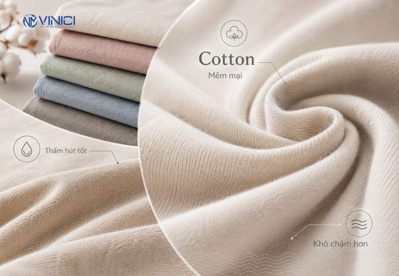 Cotton được ưa chuộng nhờ bề mặt mềm, thoáng và tạo cảm giác quen thuộc trên da