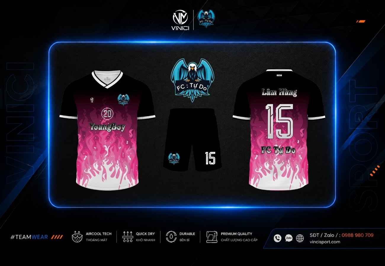 Demo thiết kế bộ lửa hồng theo yêu cầu của team FC Tự Do