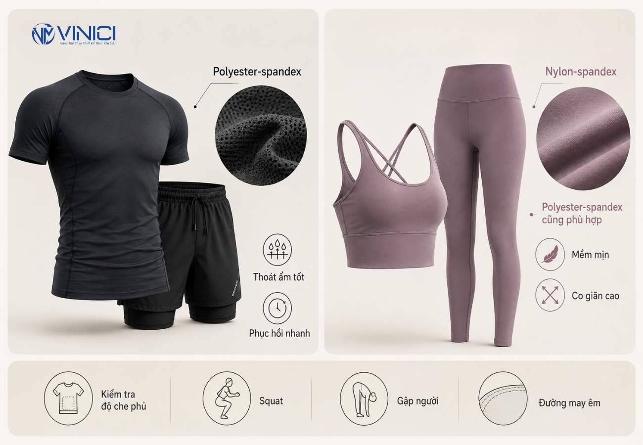 Gym, HIIT, yoga và Pilates cần vải đàn hồi tốt