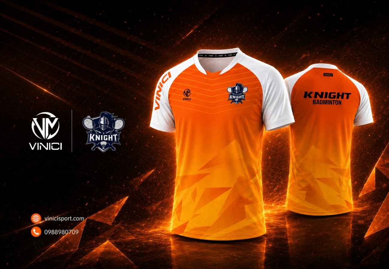 Dự án áo cầu lông thiết kế HOPE cam - Knight Badminton Vũng Tàu