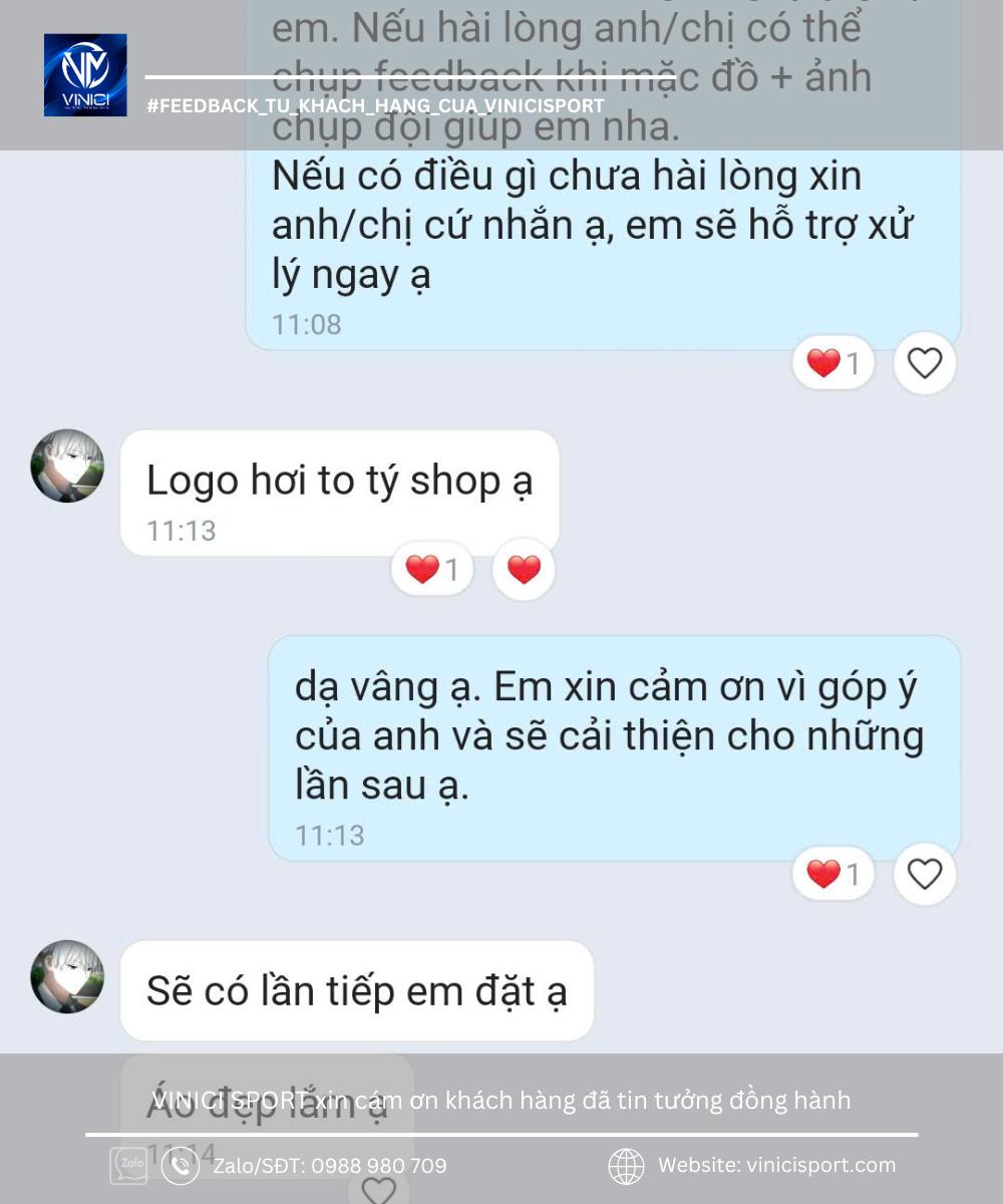 Khách hàng góp ý kích thước logo trên áo