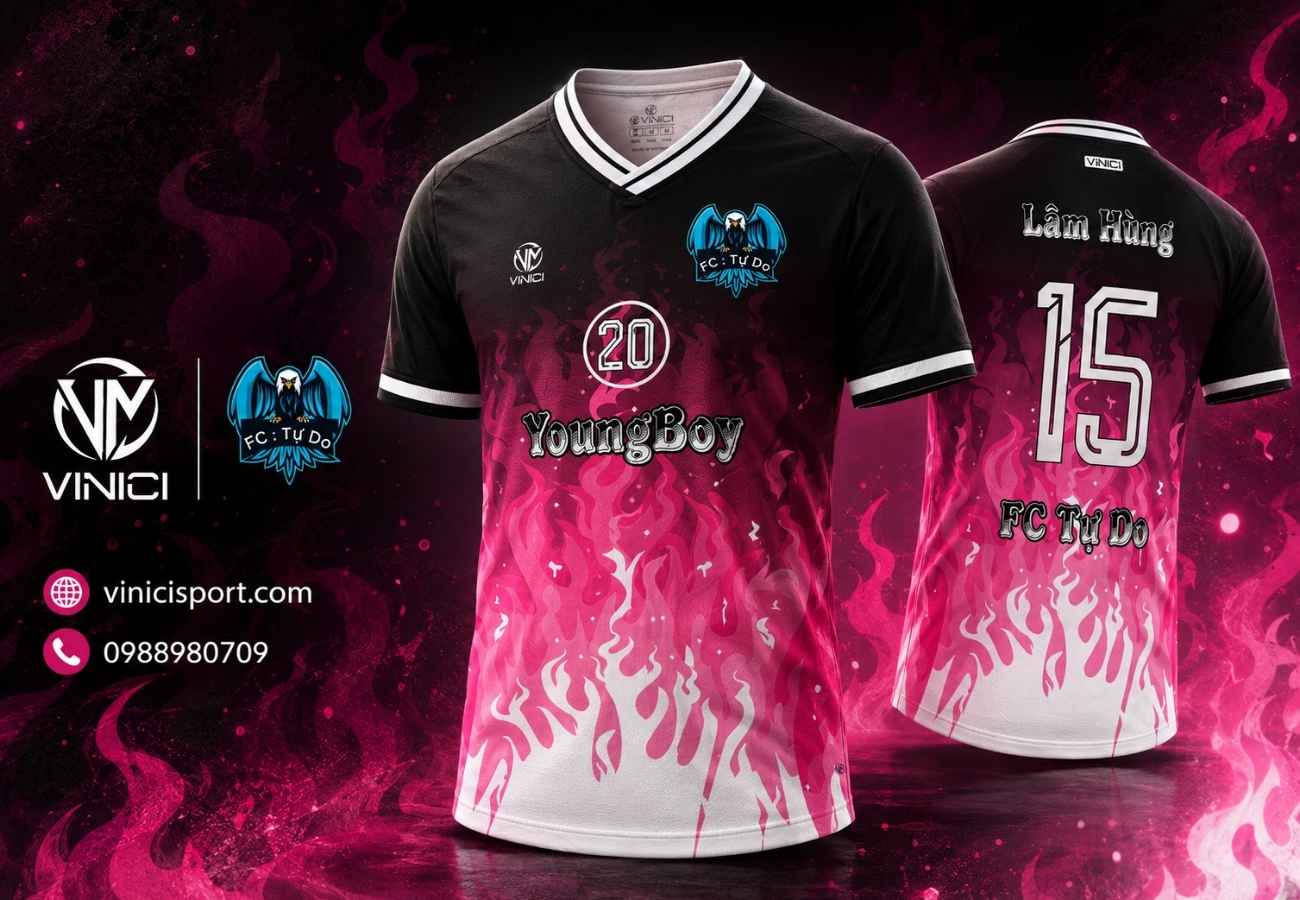 Dự án áo bóng đá thiết kế FC Tự Do Thái Nguyên – Bộ lửa hồng