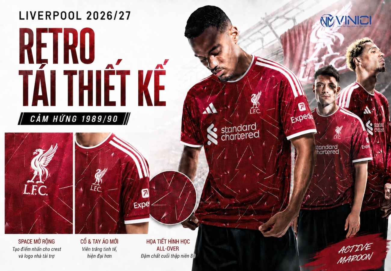 Áo bóng đá Liverpool 2026_27 – đưa hình ảnh cuối thập niên 1980 trở lại