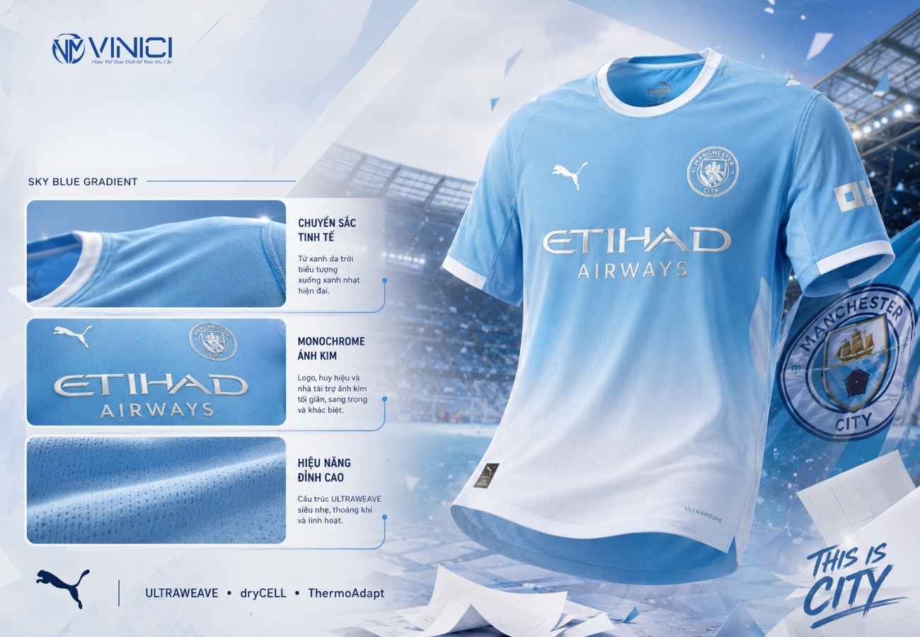 Áo bóng đá Manchester City 2026_27 – gradient thay đổi diện mạo màu xanh truyền thống