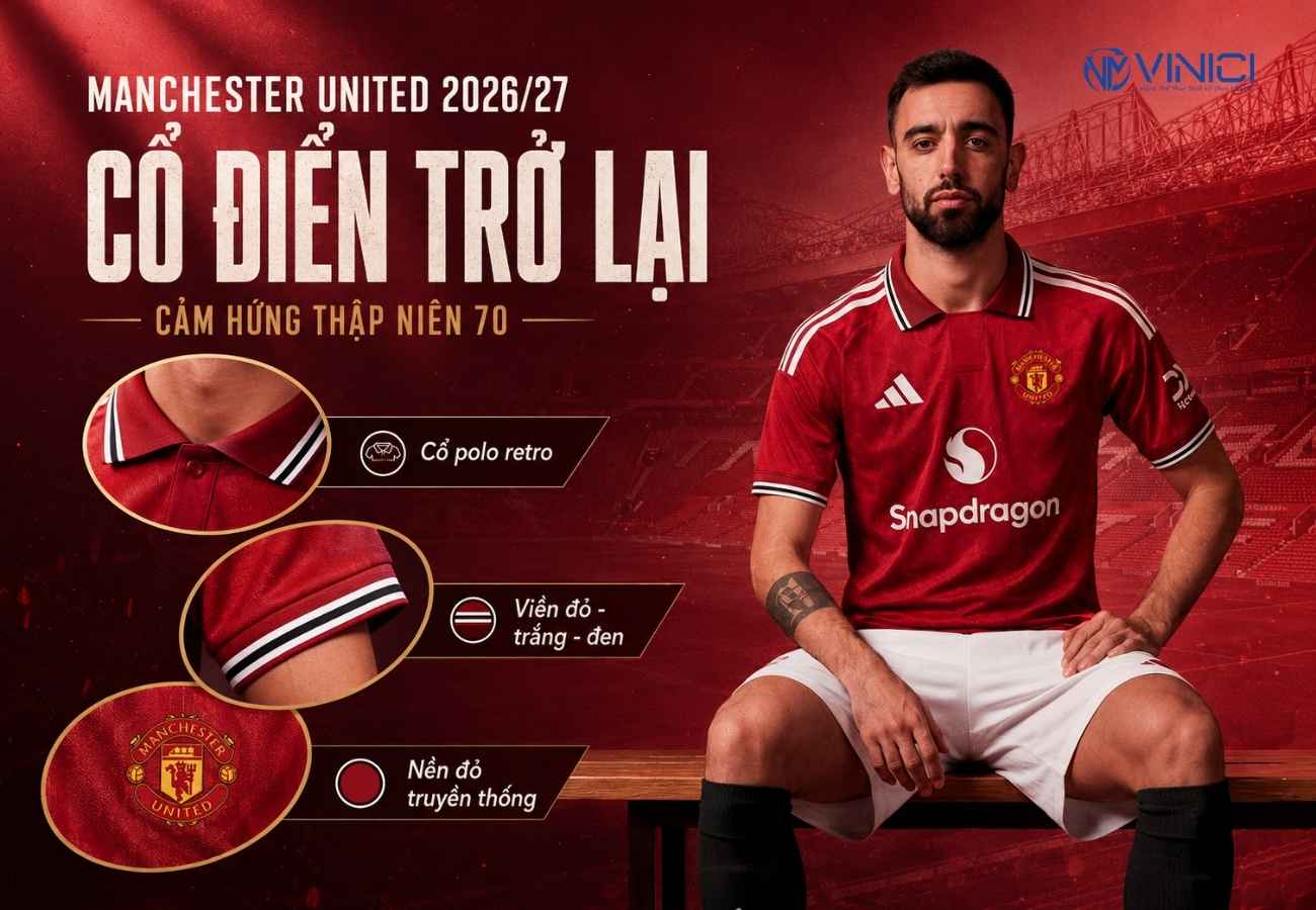 Áo bóng đá Manchester United 2026_27 – cổ polo và tinh thần thập niên 1970