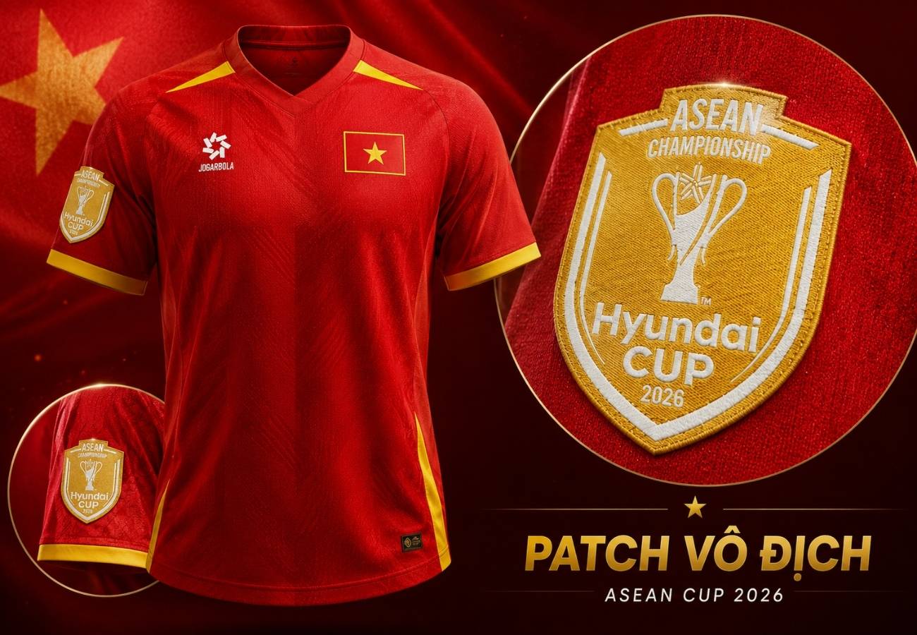 Mẫu áo tuyển Việt Nam sử dụng patch vàng dành cho nhà đương kim vô địch ASEAN Cup