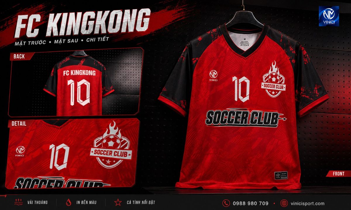 Mẫu áo bóng đá FC Kingkong đỏ đen