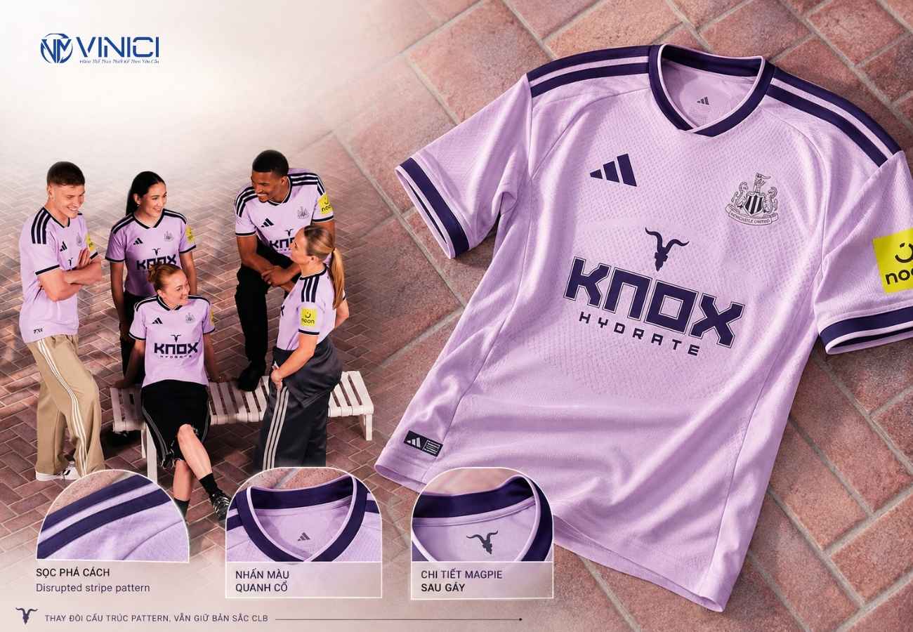 Áo bóng đá Newcastle United 2026_27 – phá cách cấu trúc sọc đen trắng