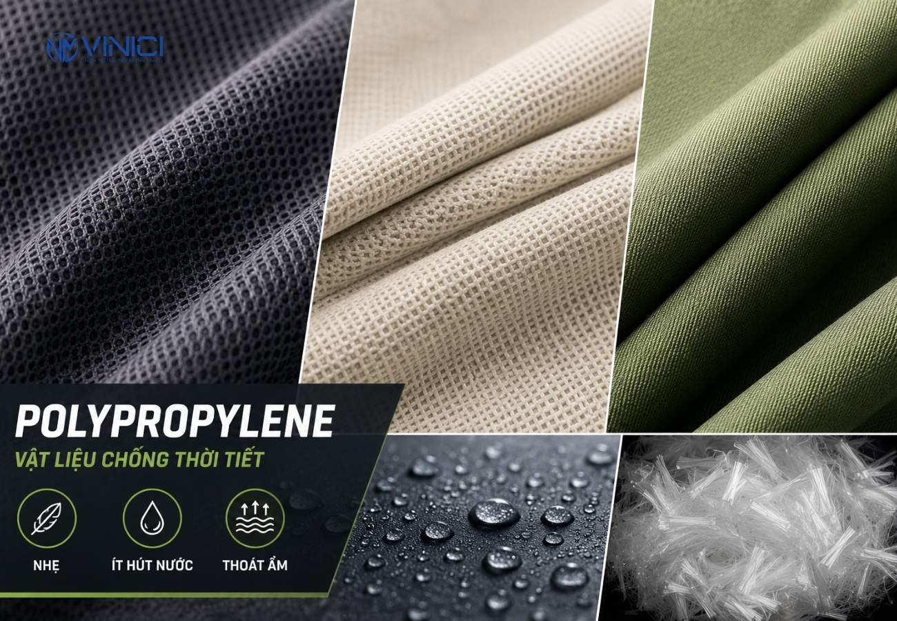 Polypropylene là sợi tổng hợp có trọng lượng nhẹ, ít hấp thụ nước