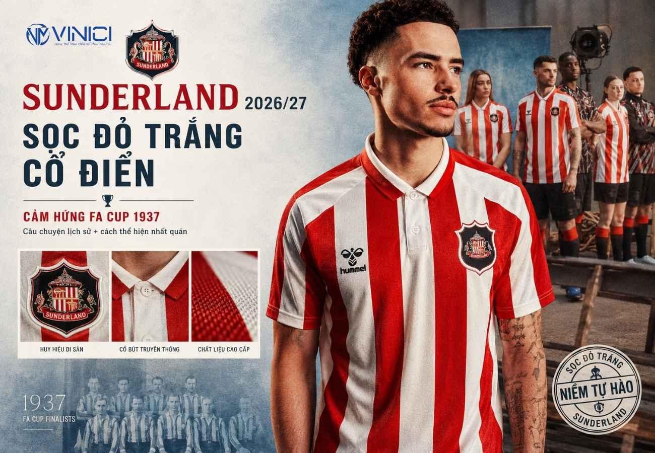 Áo bóng đá Sunderland 2026_27 – mẫu áo gây chú ý nhờ câu chuyện năm 1937