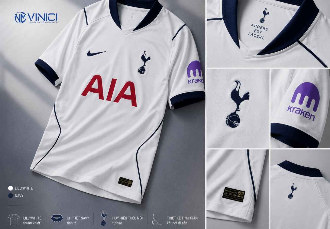 Áo bóng đá Tottenham 2026_27 – trở lại với Lilywhite tối giản