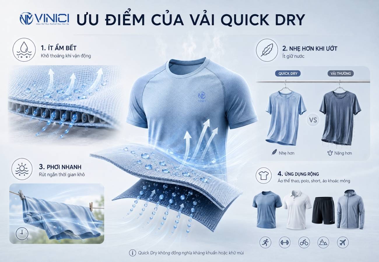 Ưu điểm của vải Quick Dry