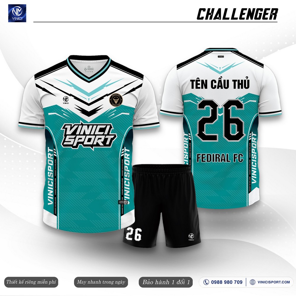 Áo Bóng Đá Thiết Kế VINICI – CHALLENGER Phối Chữ V Thể Thao