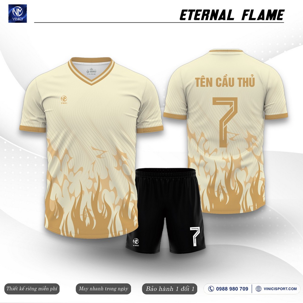 Áo bóng đá thiết kế Eternal Flame màu kem vàng