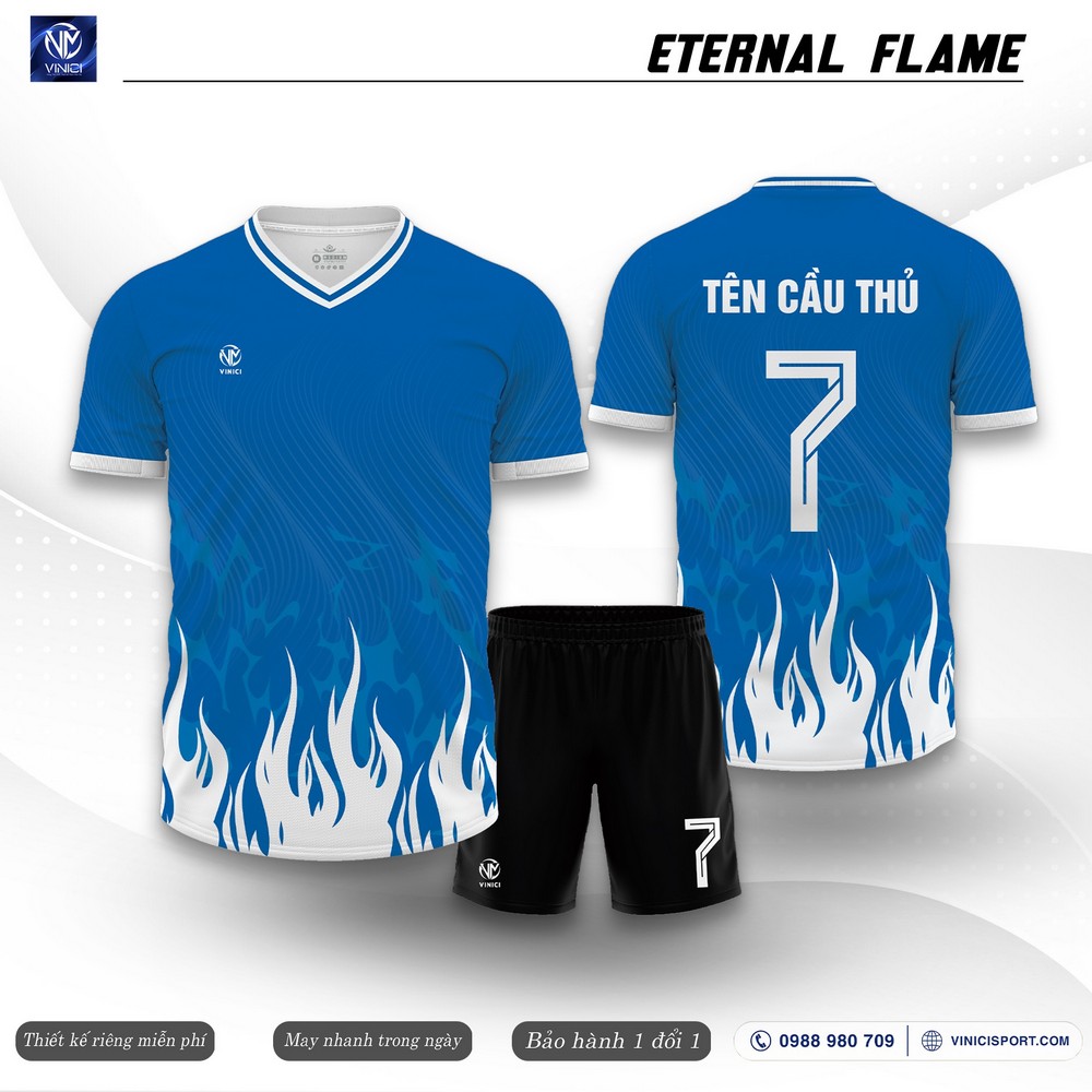 Mẫu áo bóng đá Eternal Flame màu xanh dương trắng