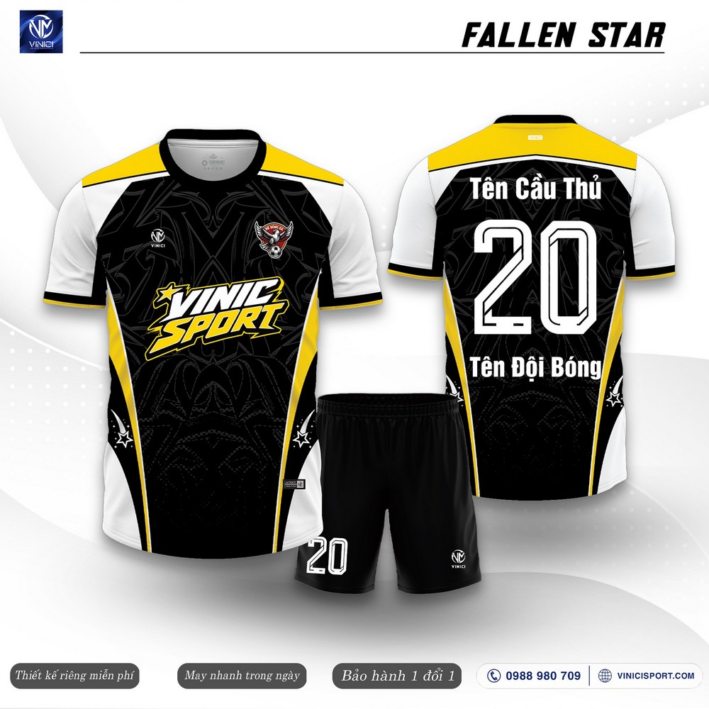 áo bóng đá thiết kế Fallen Star màu vàng đen trắng